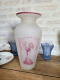 Grand vase Art Nouveau verre dépoli émaillé 🌸