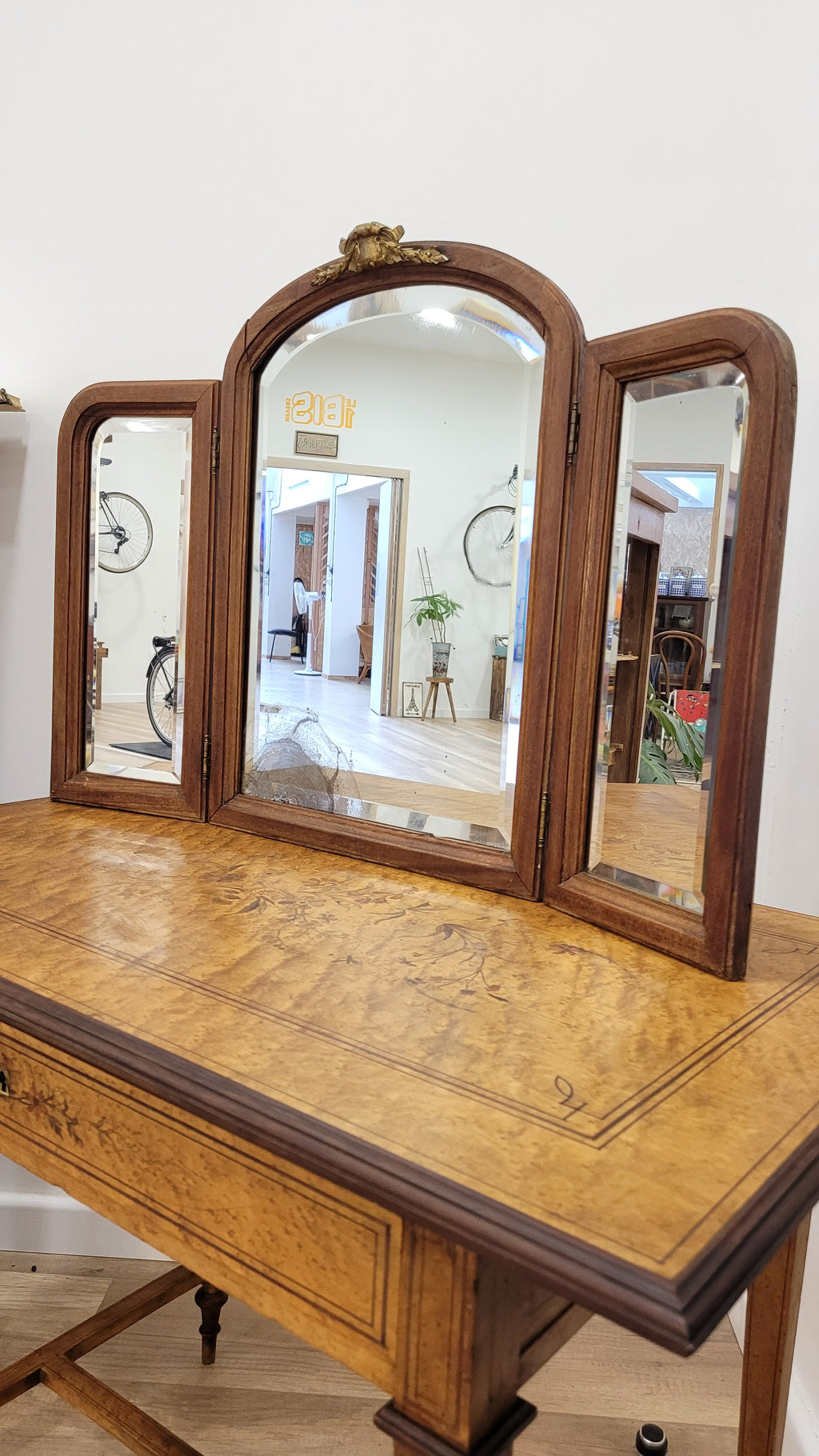 Miroir triptyque ancien années 1920-30 ✨