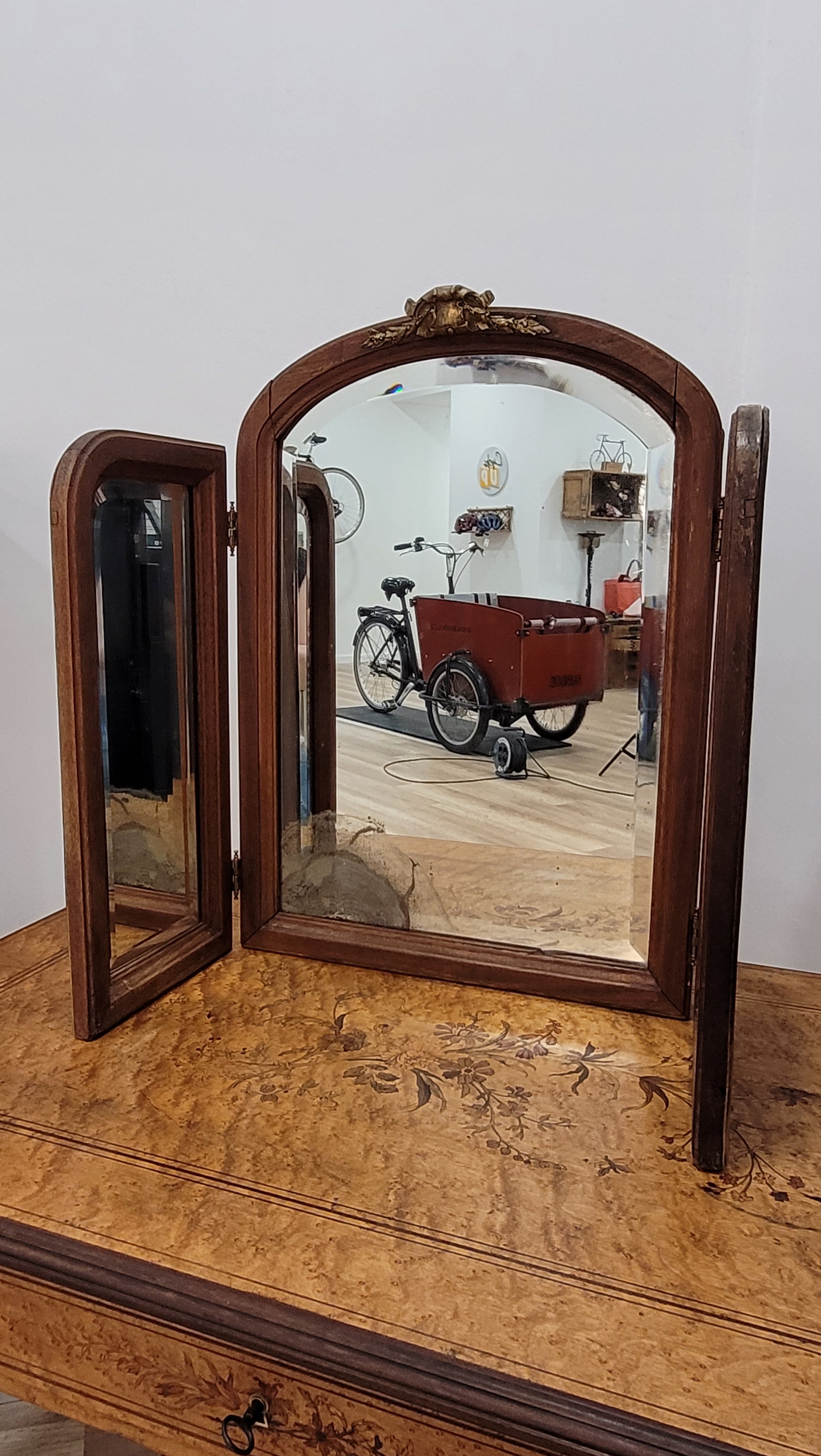 Miroir triptyque ancien années 1920-30 ✨