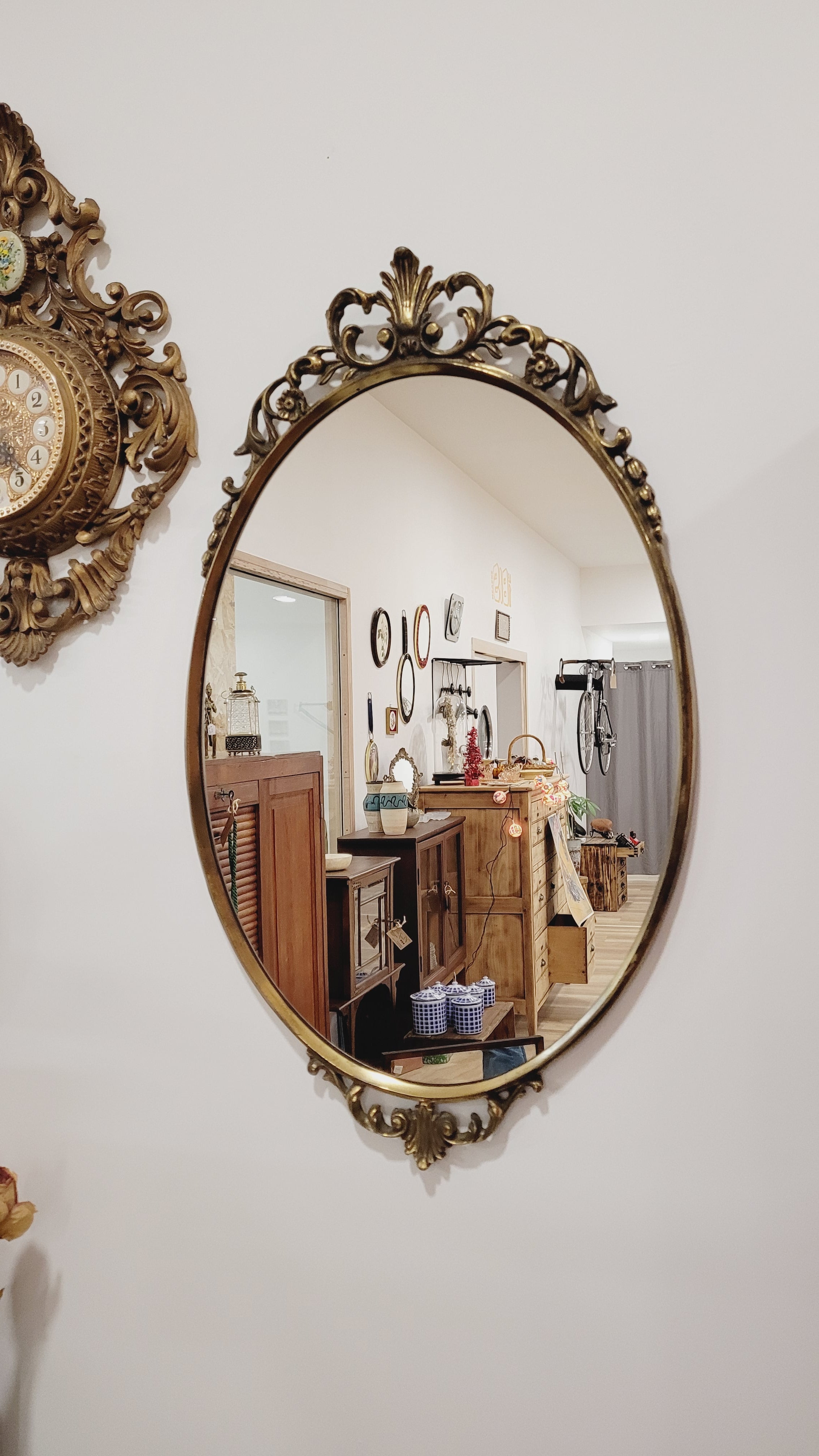 Miroir Ancien en Laiton – Style Baroque