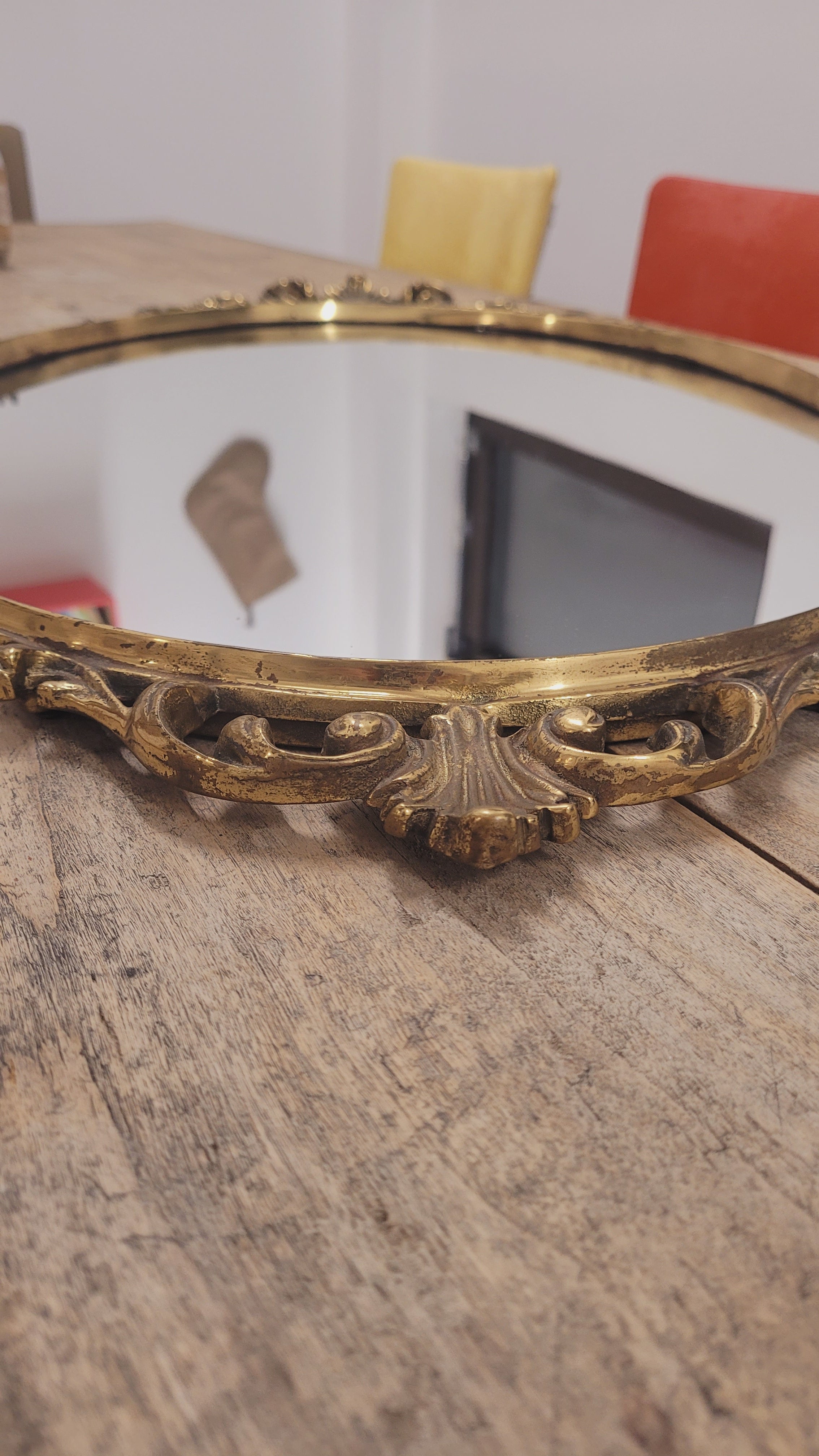 Miroir Ancien en Laiton – Style Baroque