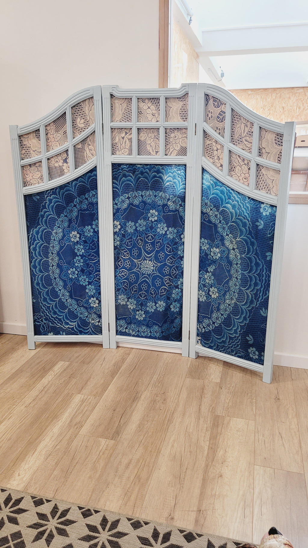 Paravent Cyanotype sur Tissu – Pièce Unique