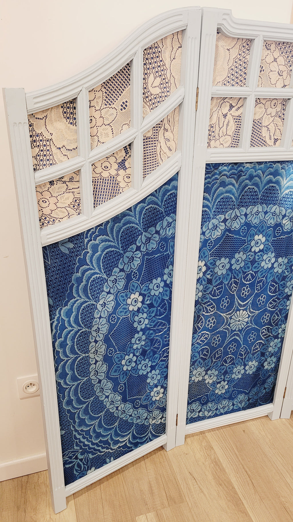 Paravent Cyanotype sur Tissu – Pièce Unique