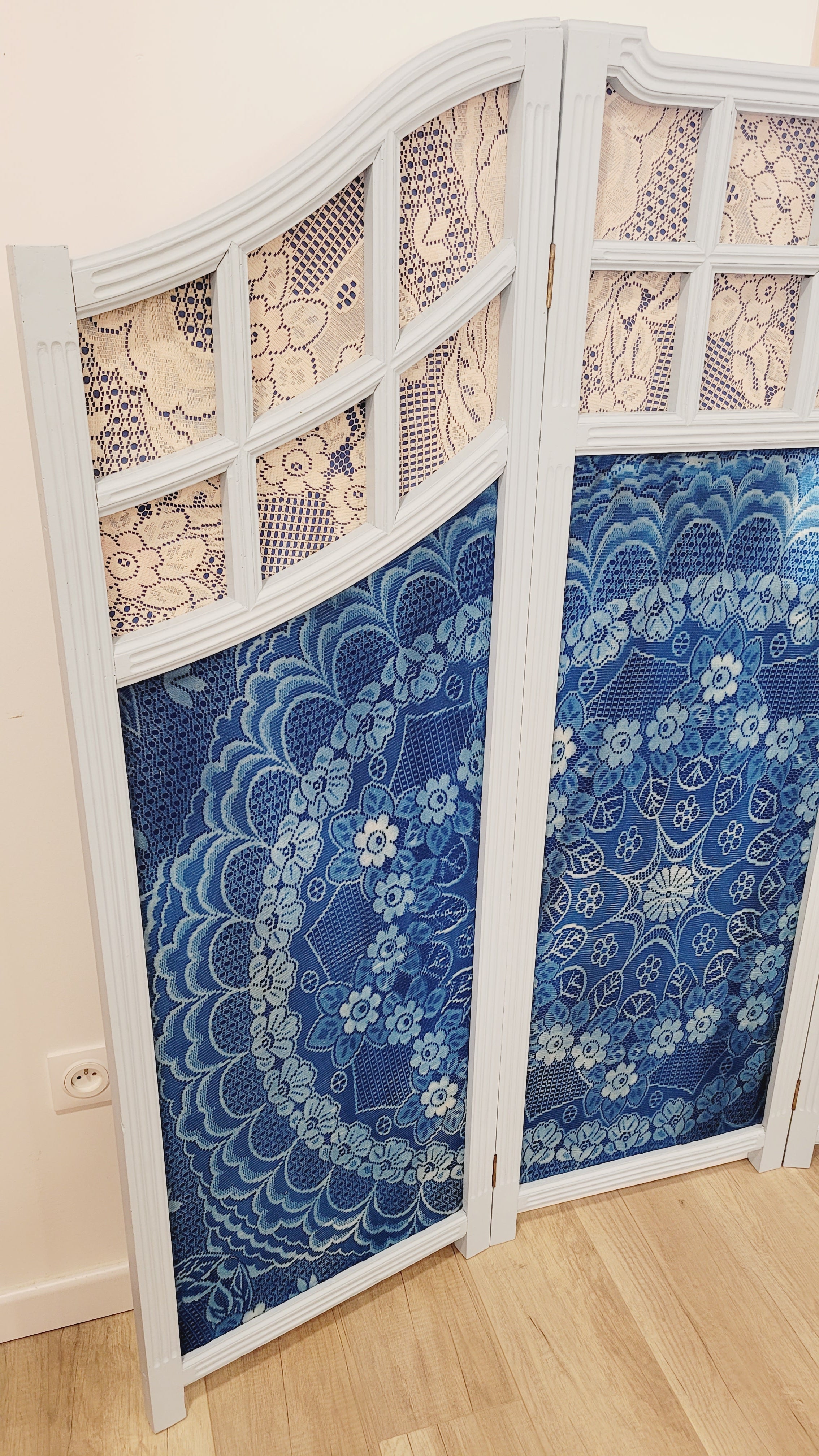 Paravent Cyanotype sur Tissu – Pièce Unique