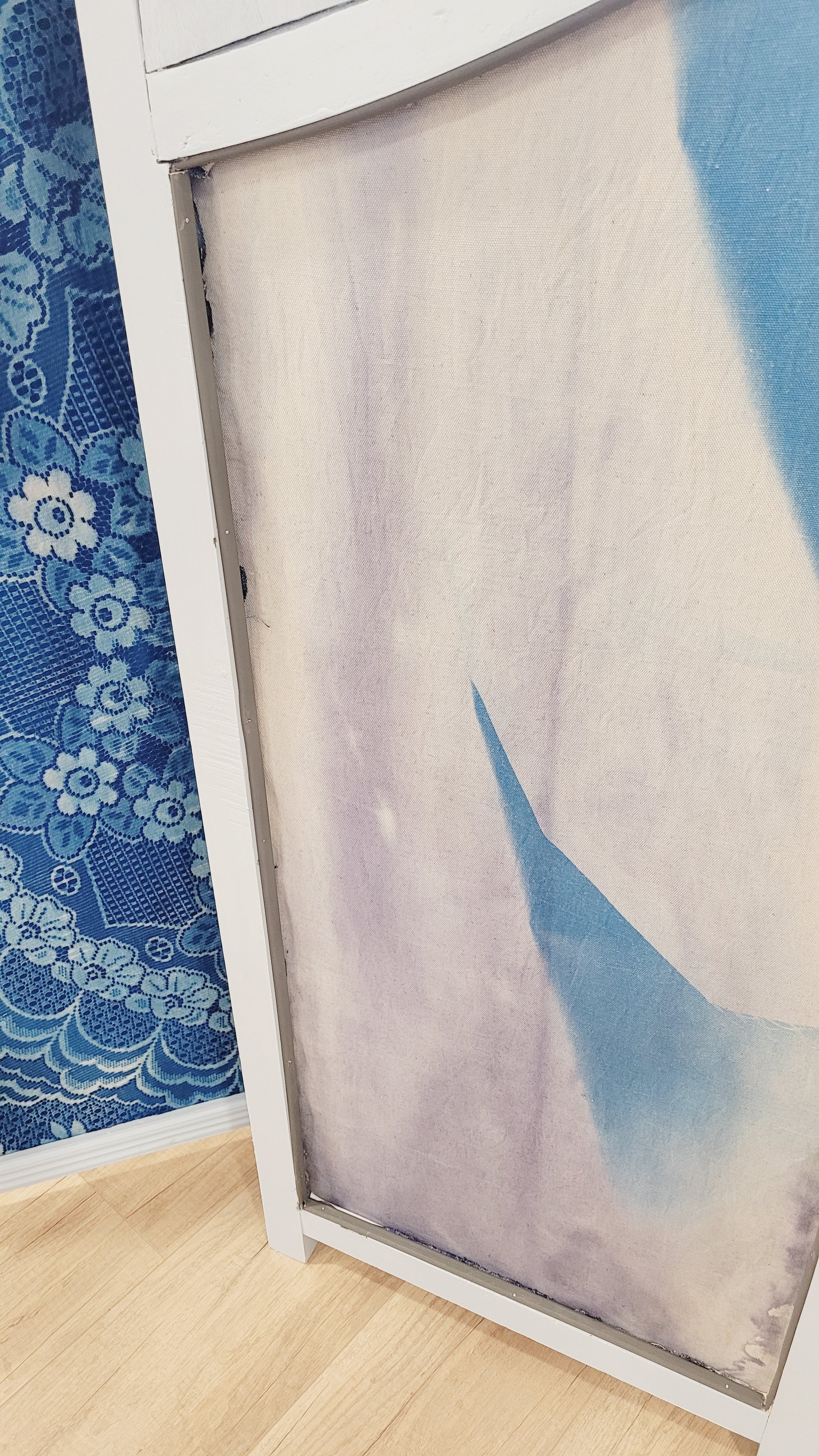 Paravent Cyanotype sur Tissu – Pièce Unique