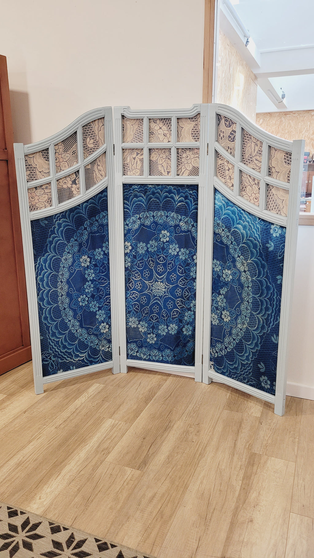 Paravent Cyanotype sur Tissu – Pièce Unique